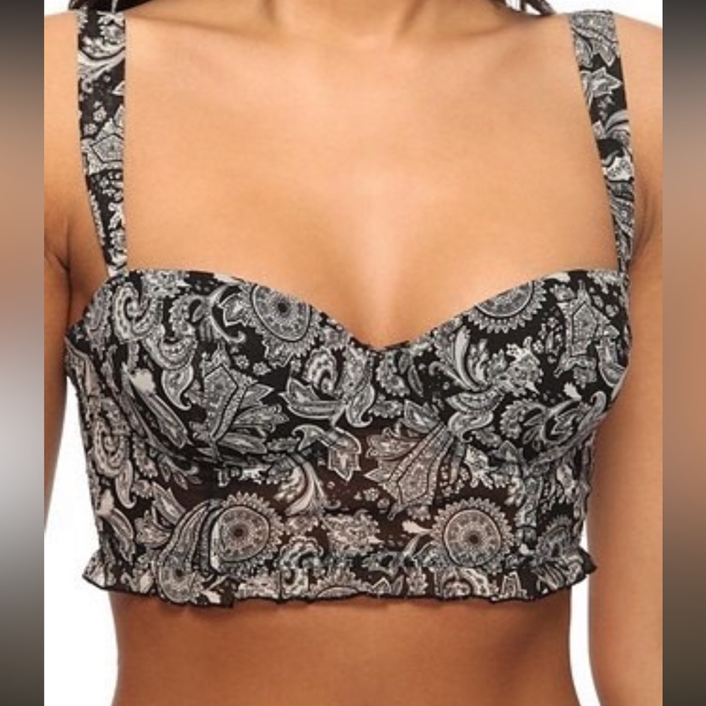 Forever 21 Black & White Bandana Print Bralette Size S - Picture 2 of 11